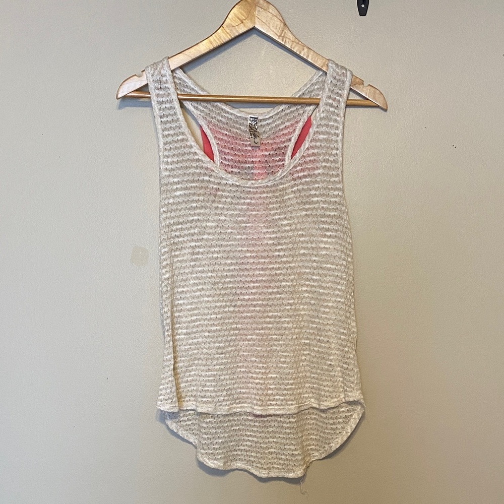 Bella D. Beige Striped Tank Top